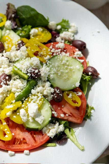 Greek salad with feta and olives